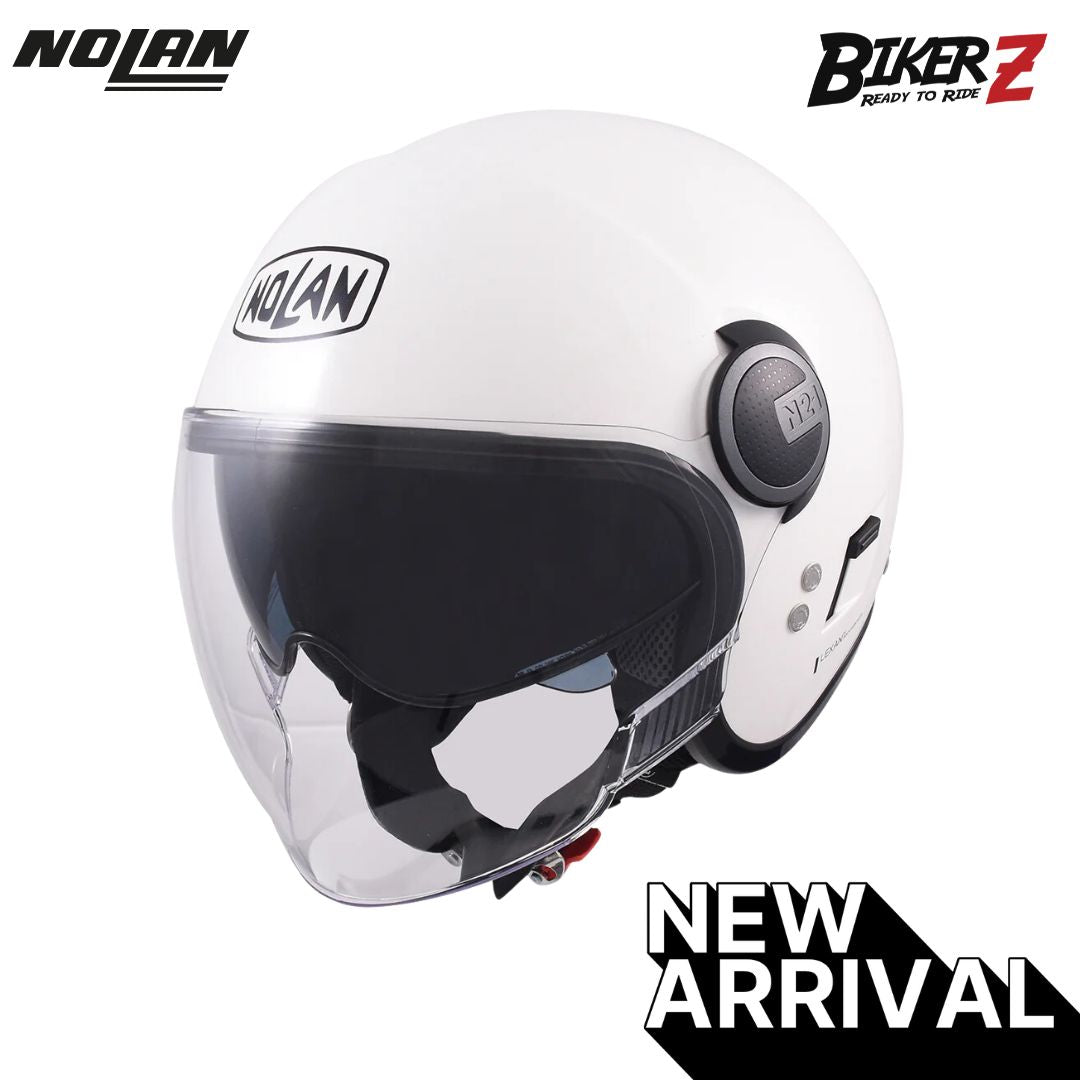 nolan half helmets Nolan Helmet Original N-21 Visor Metal White – BikerZ