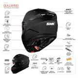SMK Gullwing Unicolor GL500C Helm Modular Flip Up Dual Visor Touring Full Face