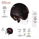 SMK Helmet Half Face Retro Rebel GL153 Helm Open Face Retro Cafe Racer Vespa Touring