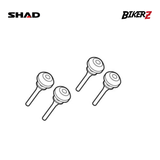 Black and white illustrations of motorcycle parts with SHAD and BikerZ branding on a white background.