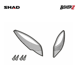 Two motorcycle fairing panels with screws on a white background, featuring SHAD and BikerZ logos.