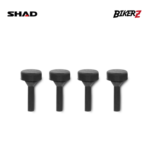 Four black motorcycle bolts on a white background with SHAD and Bikerz logos.