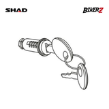 Key lock mechanism with keys on a white background, featuring SHAD and BikerZ logos.