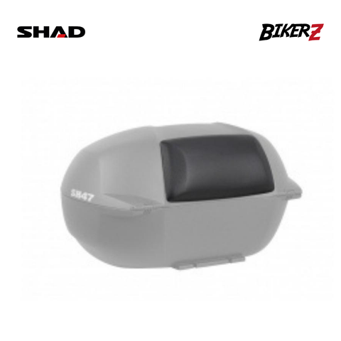 Gray motorcycle seat cover with black cushion on a white background, featuring SHAD and BikerZ logos.