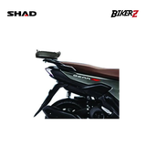 Motorcycle seat with 'SHAD' and 'Bikerz' branding on a white background