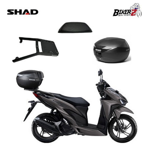 PAKET Box SHAD SH39 Carbon, Backrest & Bracket untuk Motor Vario 125