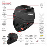 SMK FLIP UP GULLWING HELMET WINE RED (MA300)